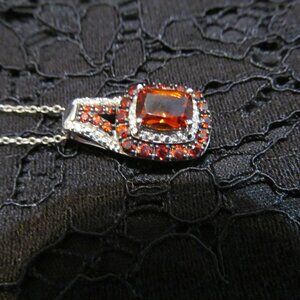 Madeira Citrine, Imperial Zircon, & White Zircon pendant & chain New in Pkg